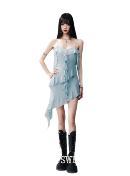Ruffled Asymmetric Cami Dress