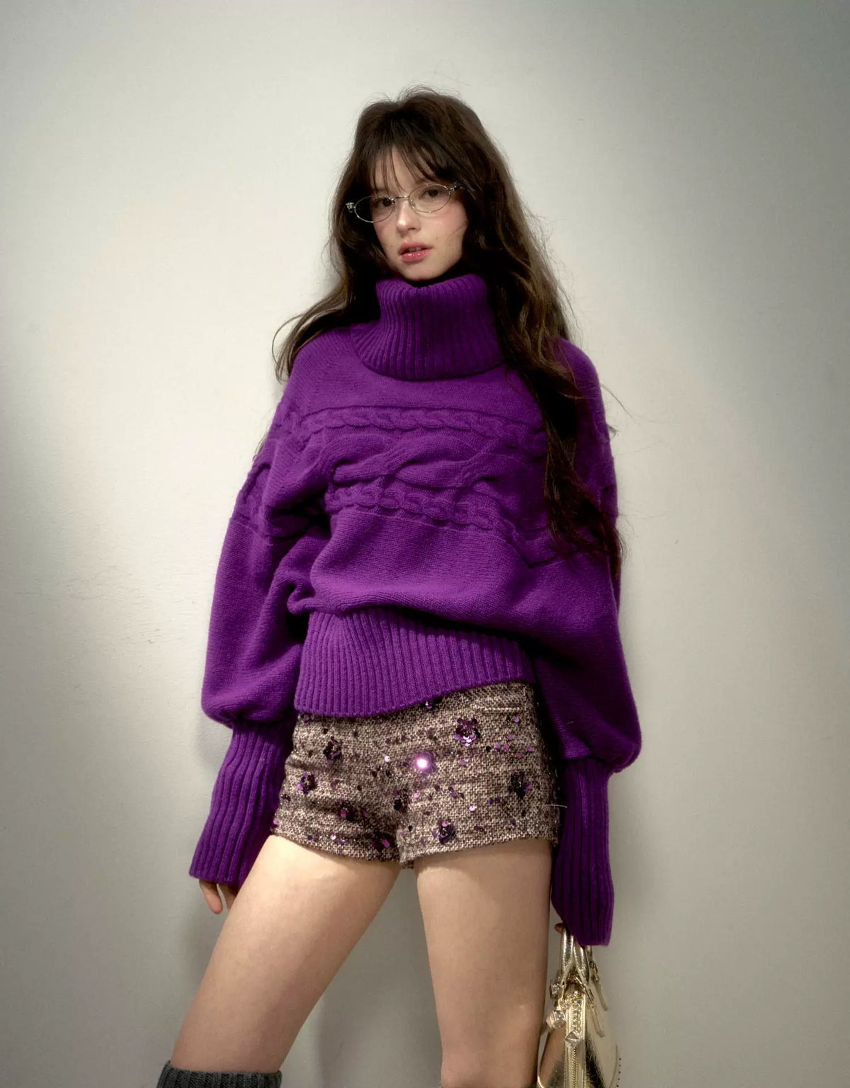 Sequin Bouclé Fitted Shorts