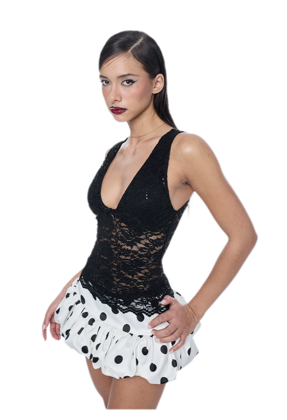 Lace Sequin Slim Tank