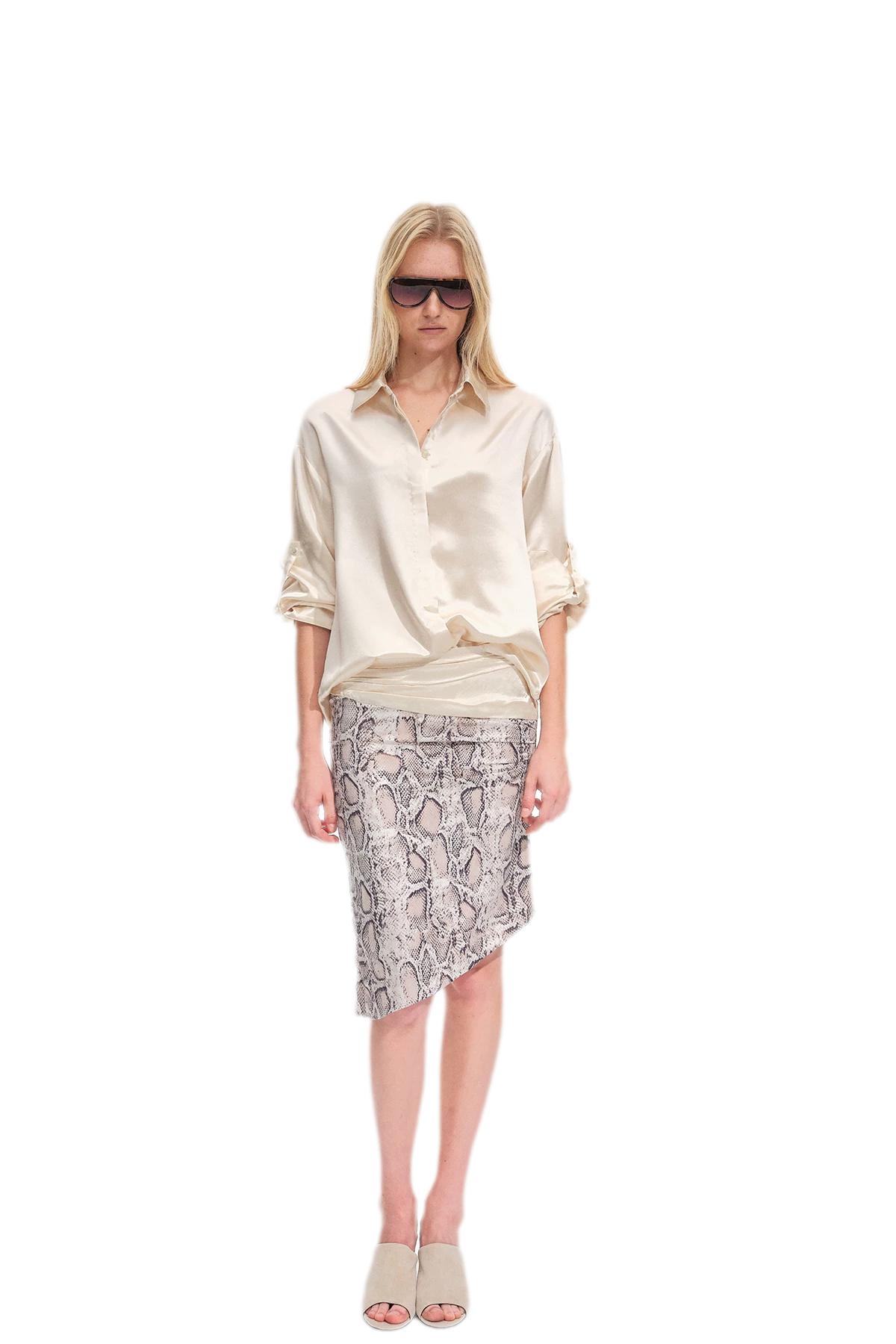 Vintage kokerrok met slangenprint