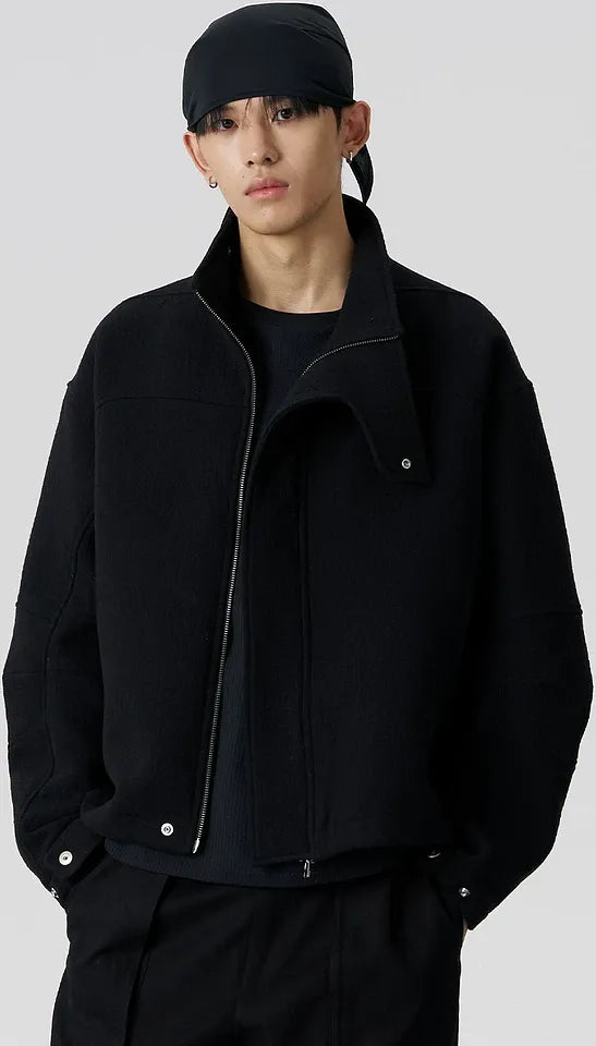 Wool Blend Stand-Collar Jacket