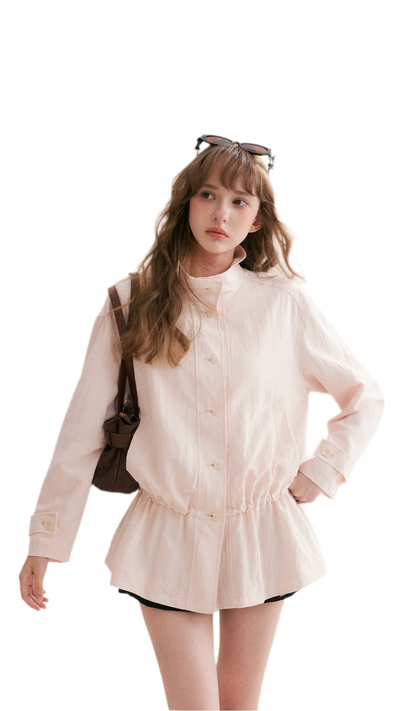 Wrinkled Relaxed Drawstring Coat