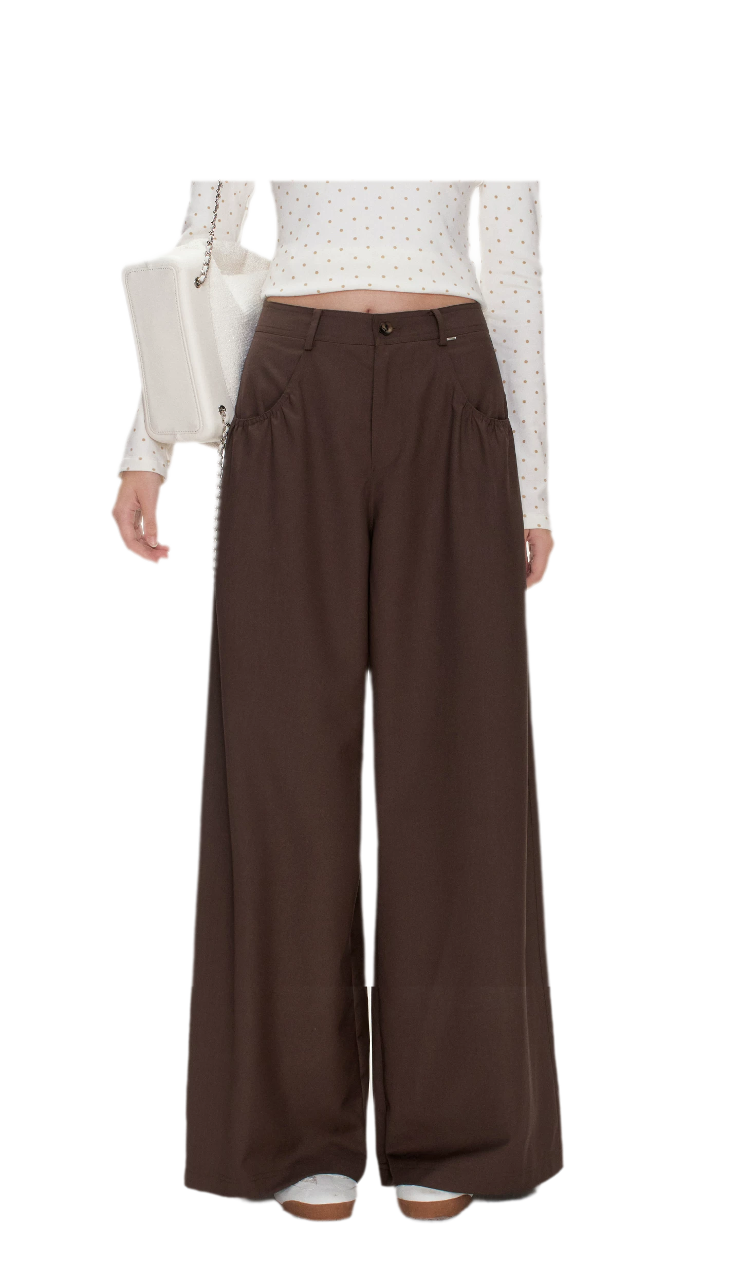 Gathered Waist Wide-Leg Trousers