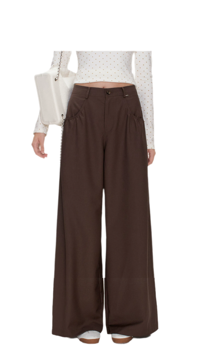 Gathered Waist Wide-Leg Trousers
