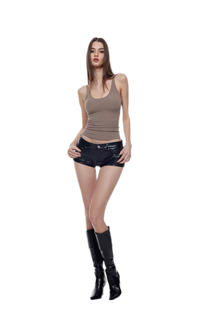 Glossy Faux Leather Shorts