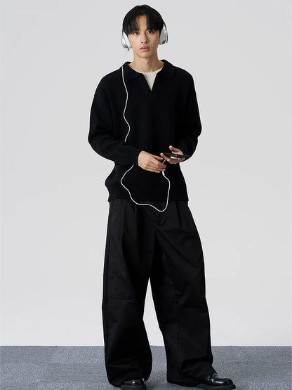 Embroidered Oversized Wool Blend Sweater