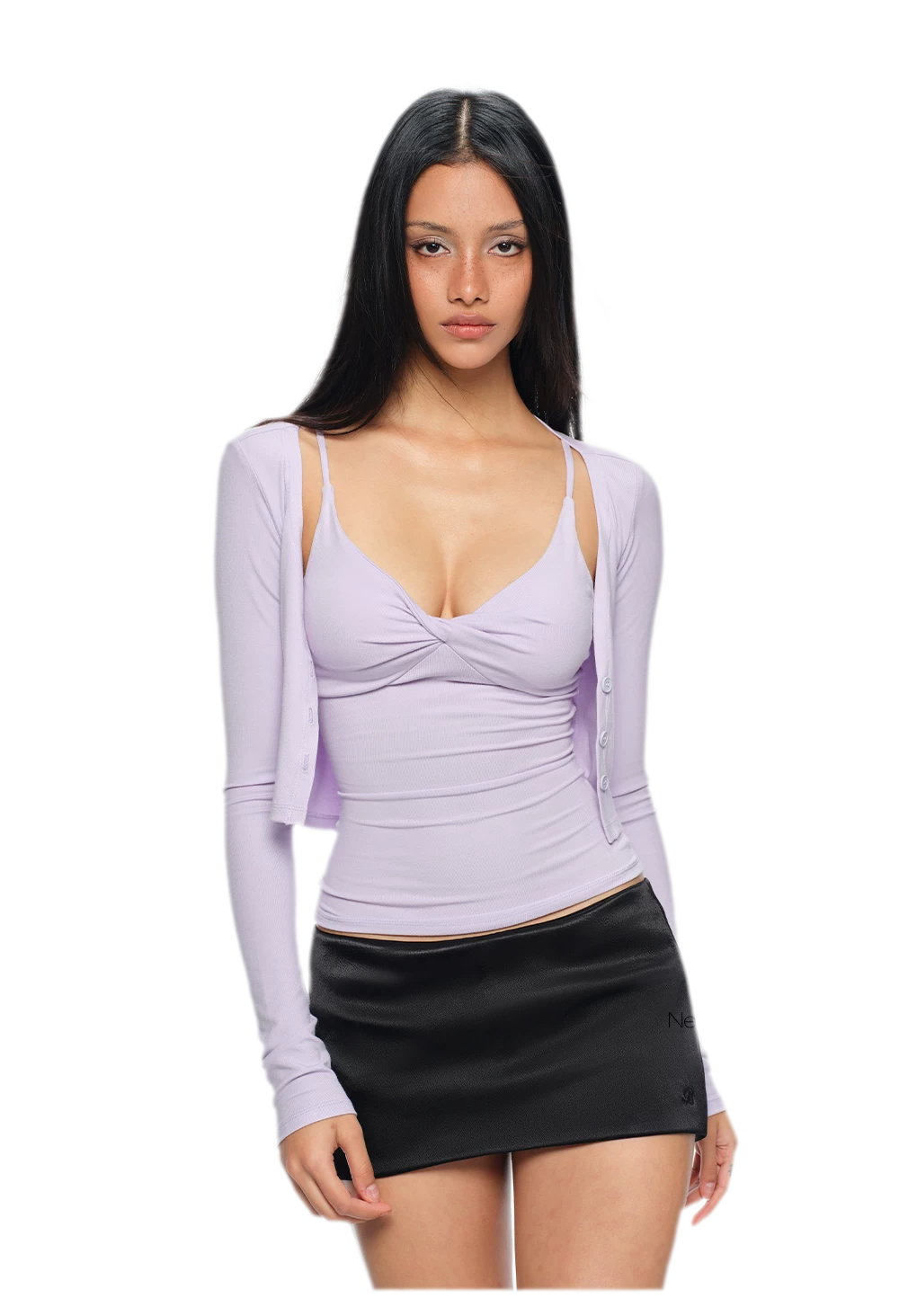 Twisted Bust Camisole Cardigan Set