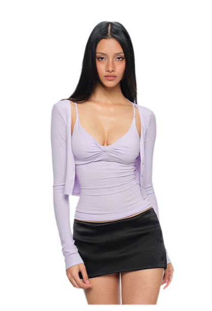 Twisted Bust Camisole Cardigan Set