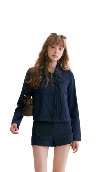 Lyocell Cotton Bow Denim Set