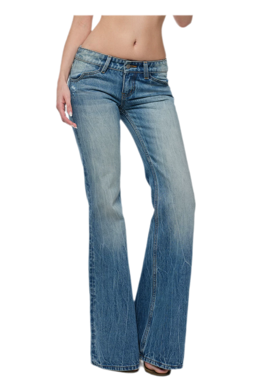 Heavy Wash Wide-Leg Jeans