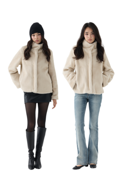 Eco-Friendly Cropped Faux Fur Jacket