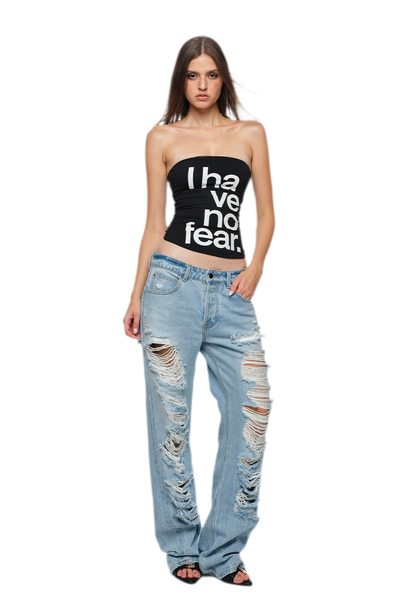 Frayed Straight-Leg Jeans