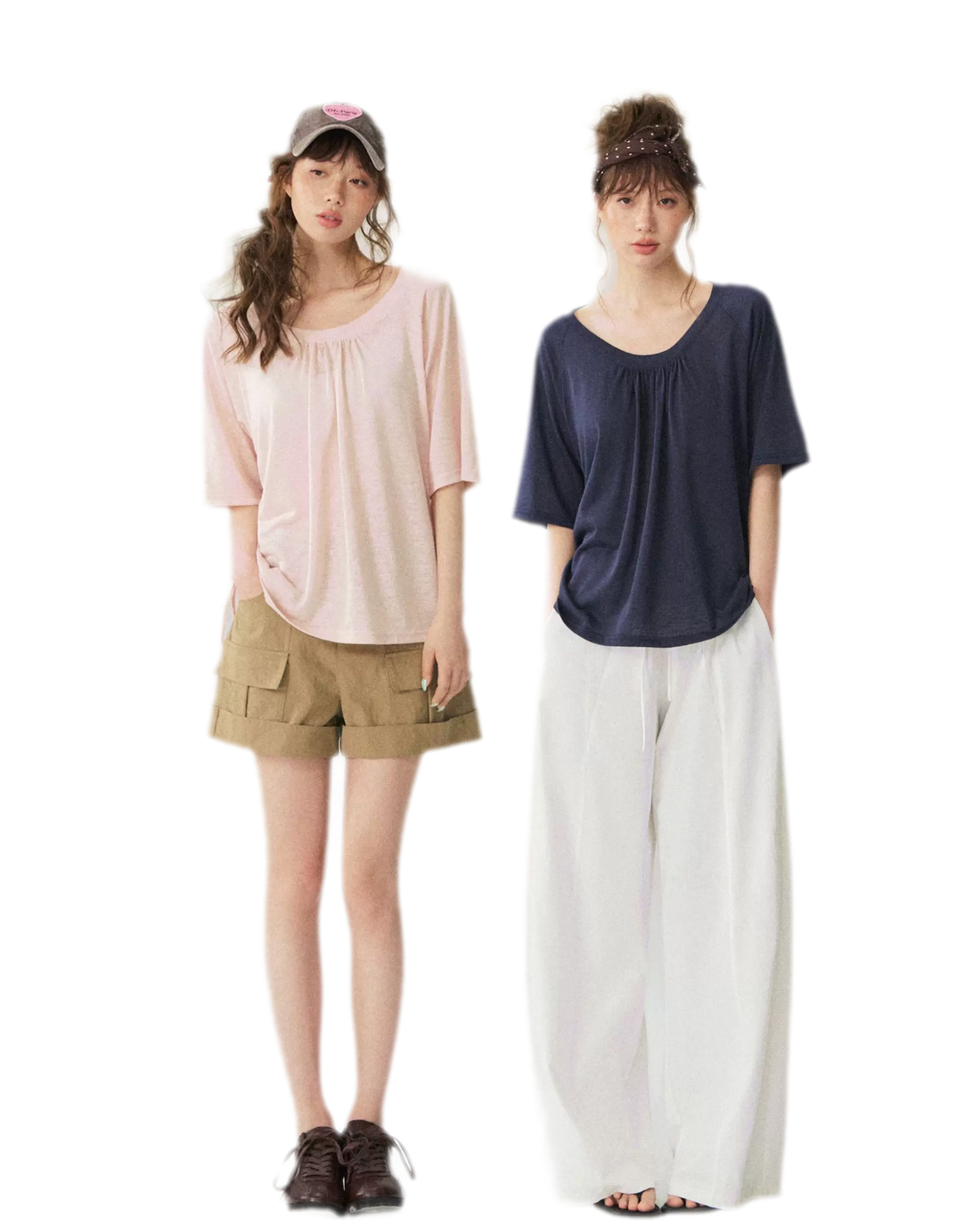 V-Neck Ruched Knit Tee