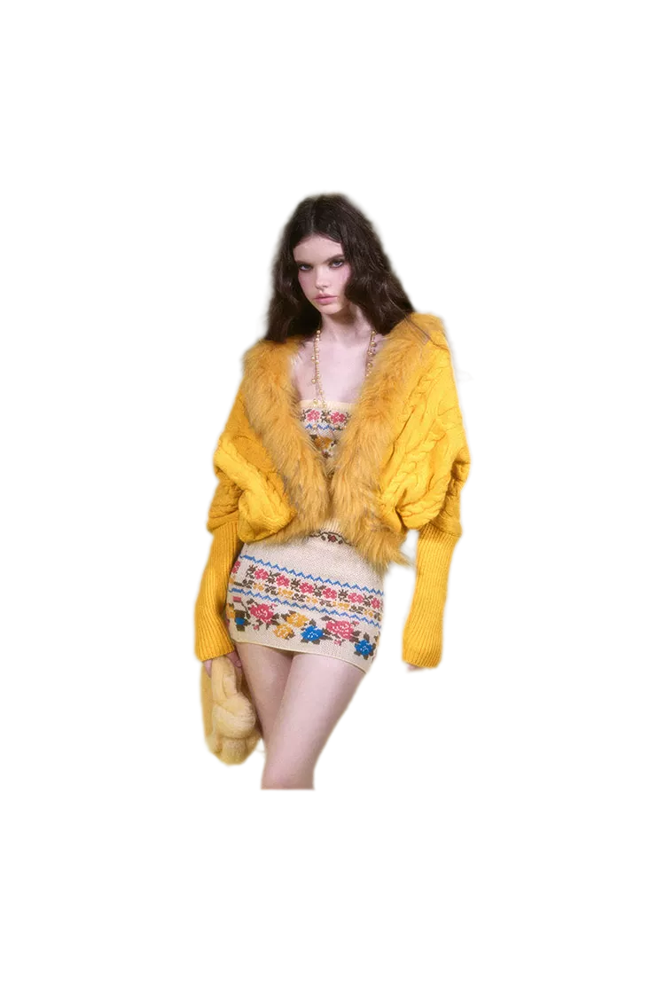 Cable Knit Batwing Wool Cardigan