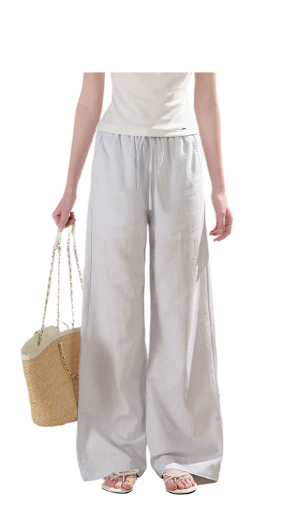 Linen Cotton Wide-Leg Trousers