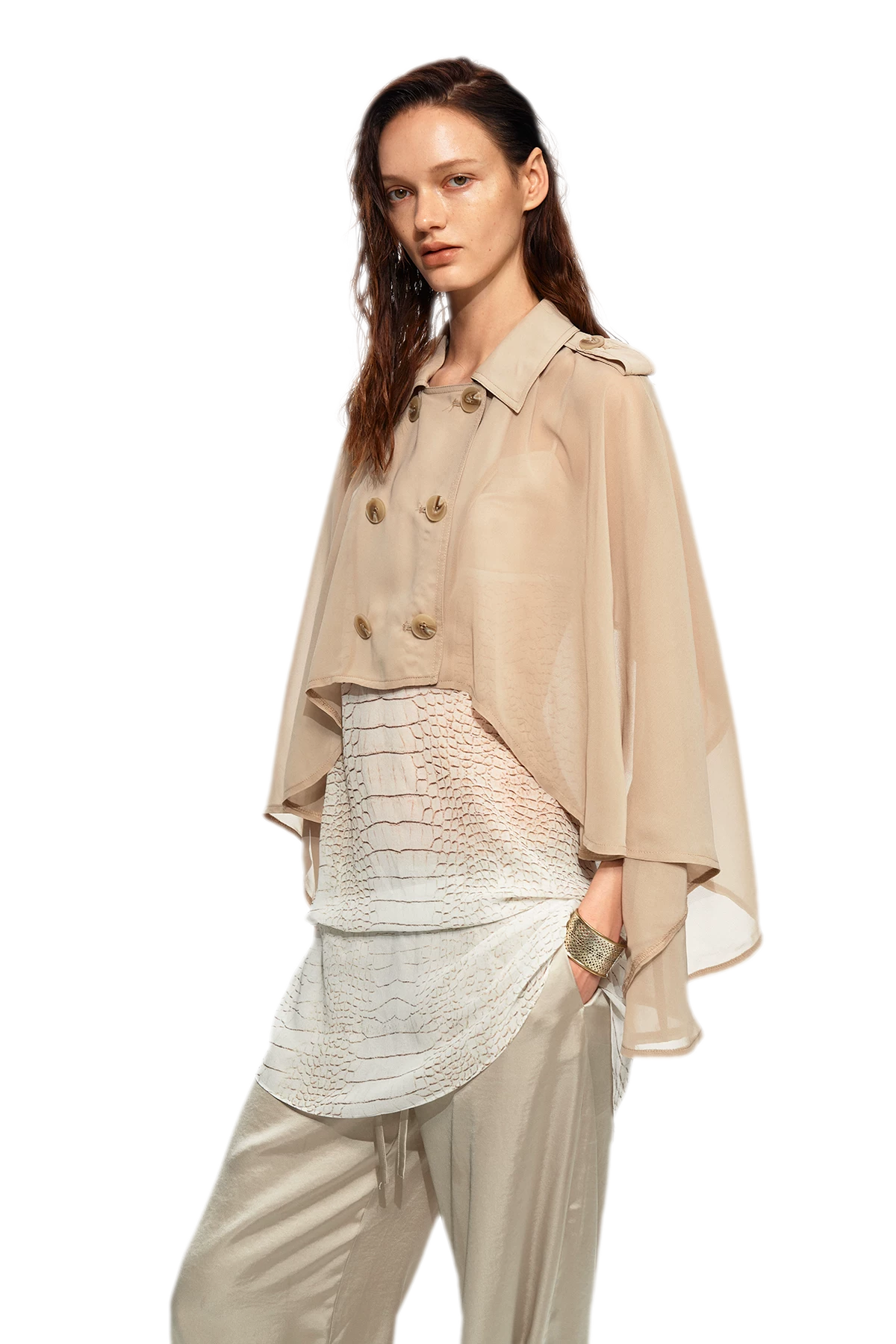 Sheer Trench Cape Top