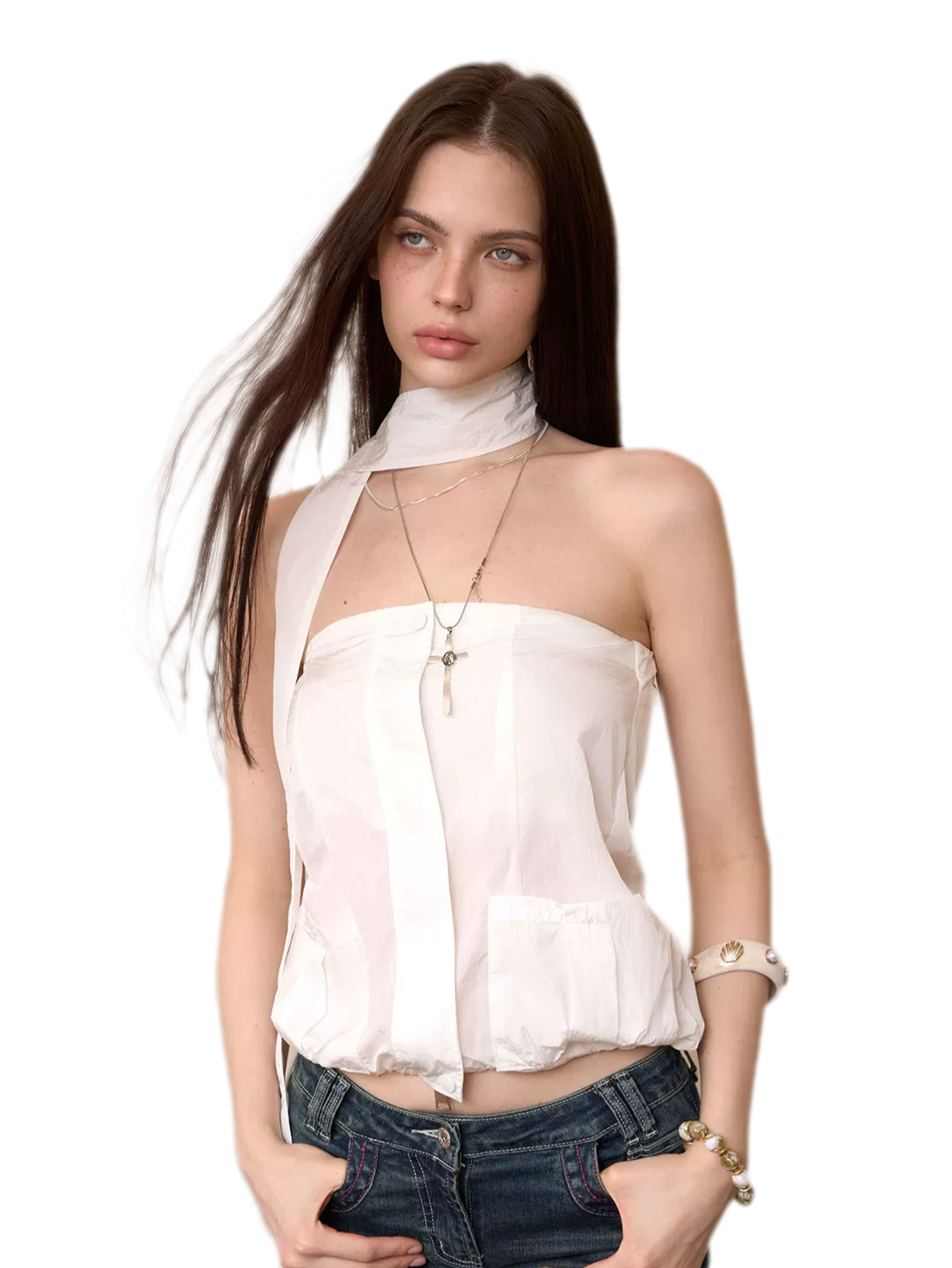 Sheer Bustier Strapless Top