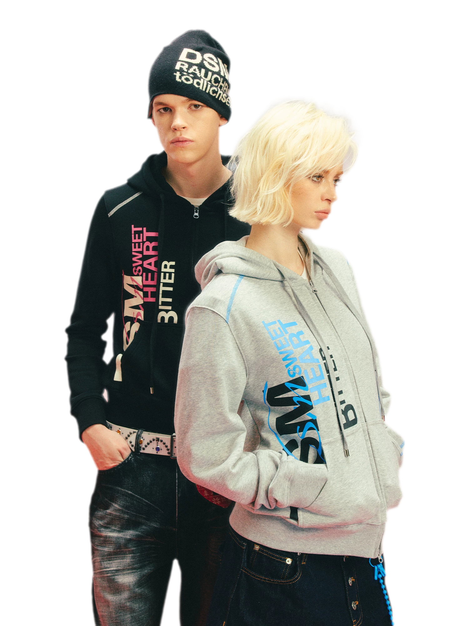 Contrast Stitch Fitted Hooded Sweatshirt