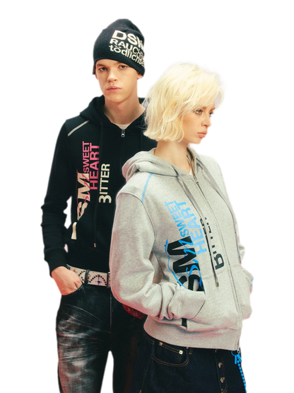 Contrast Stitch Fitted Hooded Sweatshirt