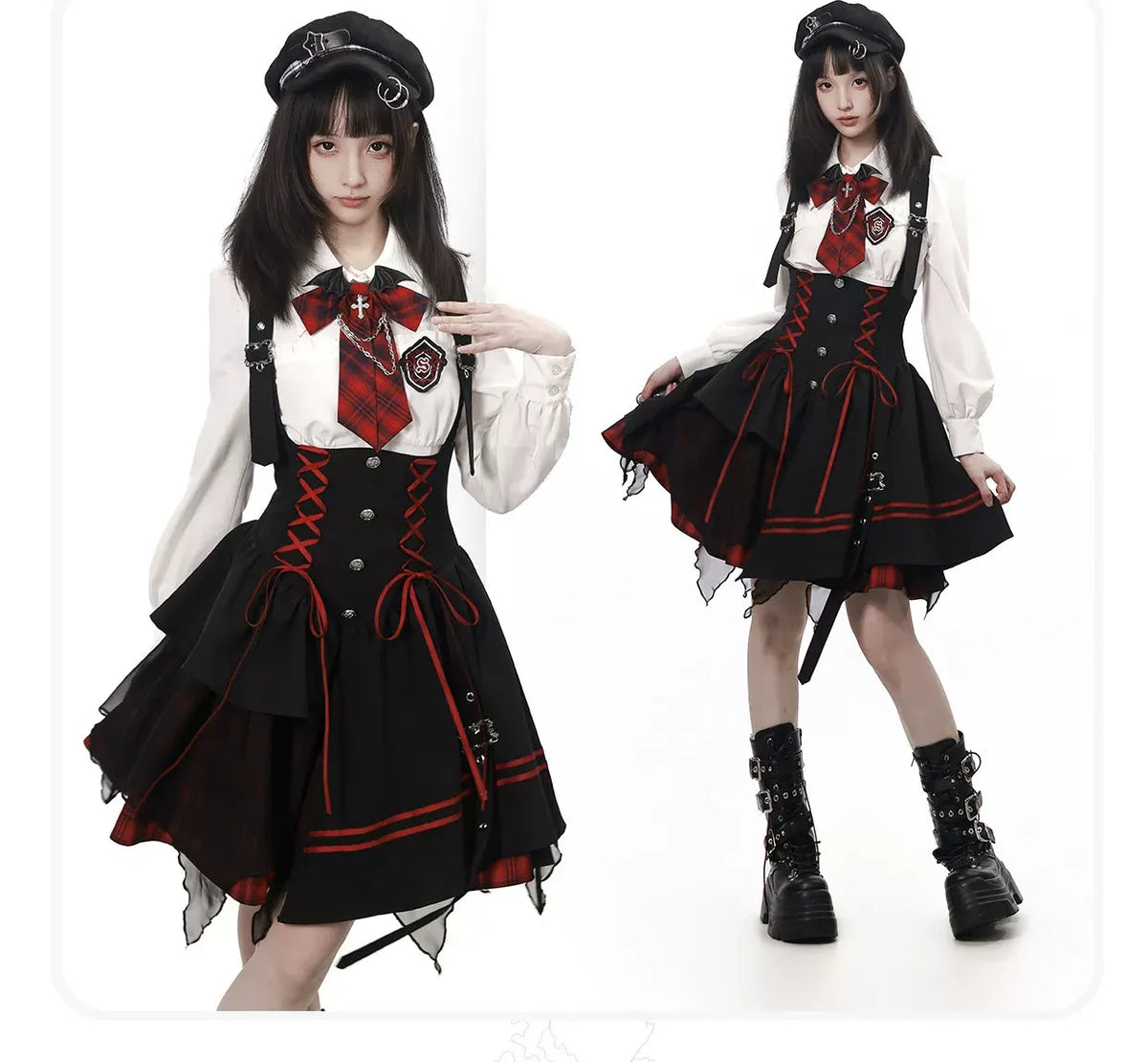 Gothic Puff-Sleeve Blouse Dress