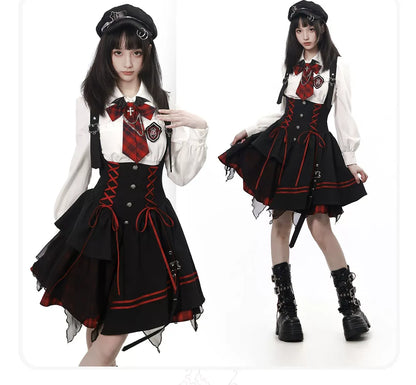 Gothic Puff-Sleeve Blouse Dress