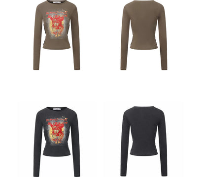 Graphic Buckle Cropped T-Shirt