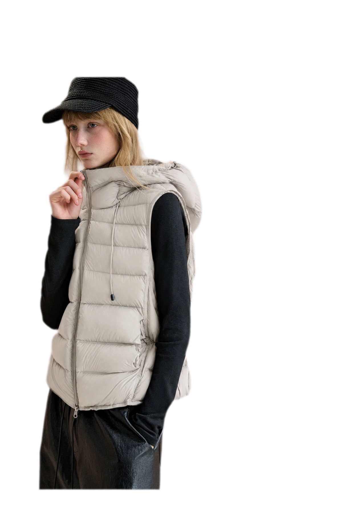 Cropped Hooded Duck-Down Vest