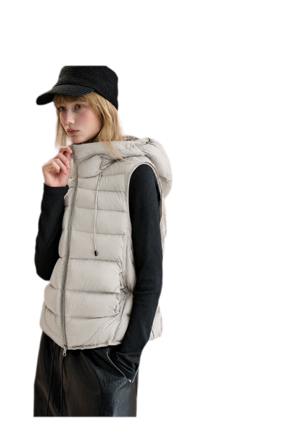 Cropped Hooded Duck-Down Vest