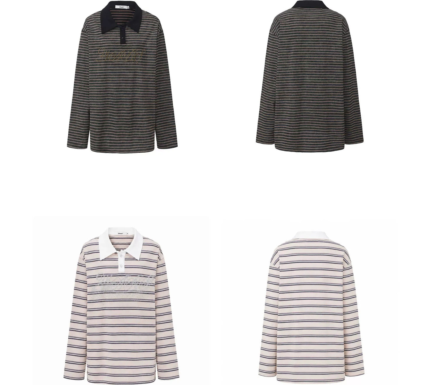 Contrast Stripe Loose Polo Shirt