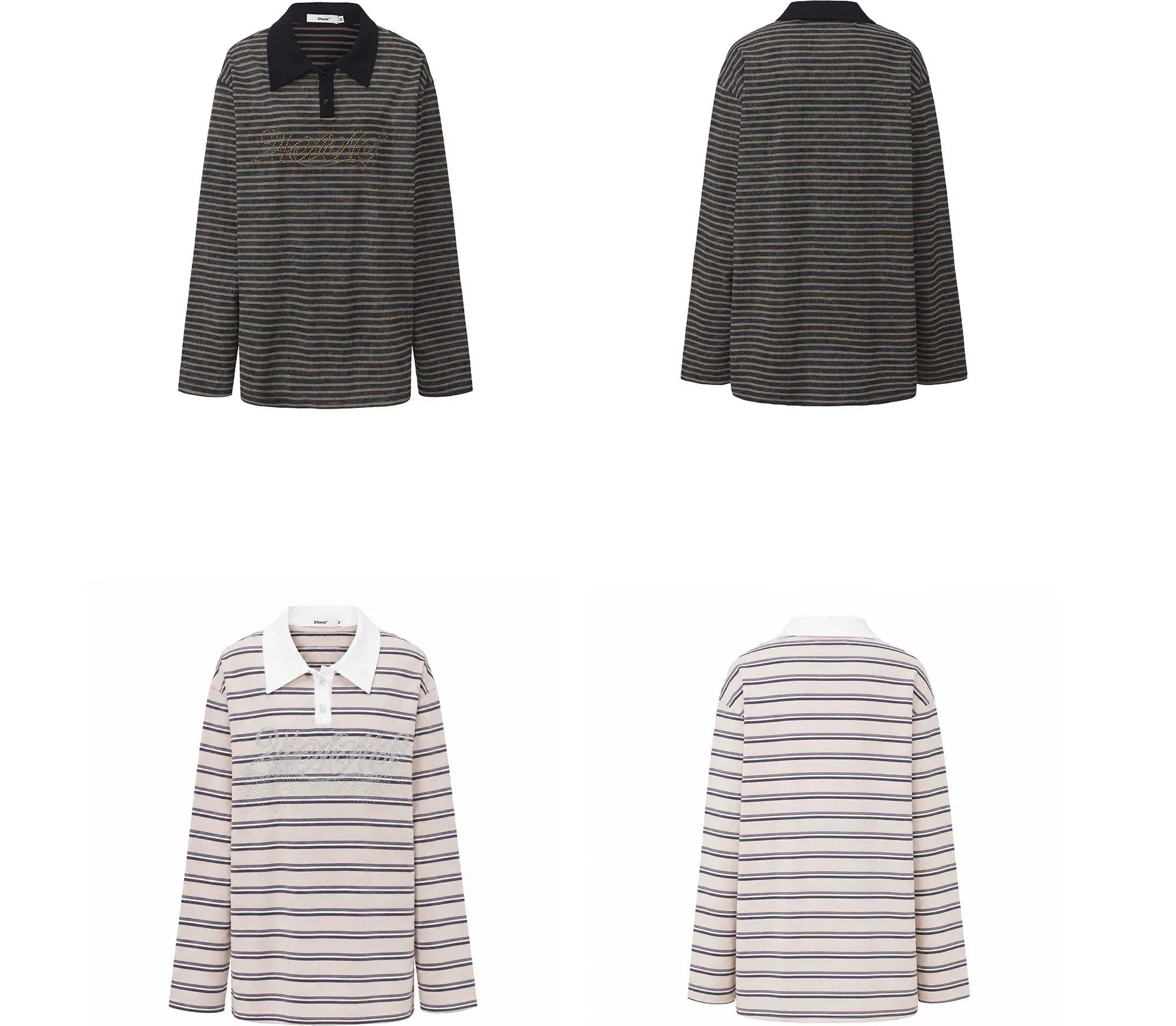 Contrast Stripe Loose Polo Shirt