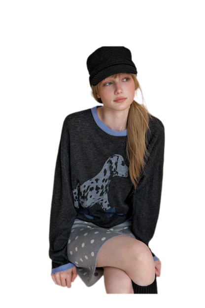Oversized-Strickpullover mit Dalmatiner-Print