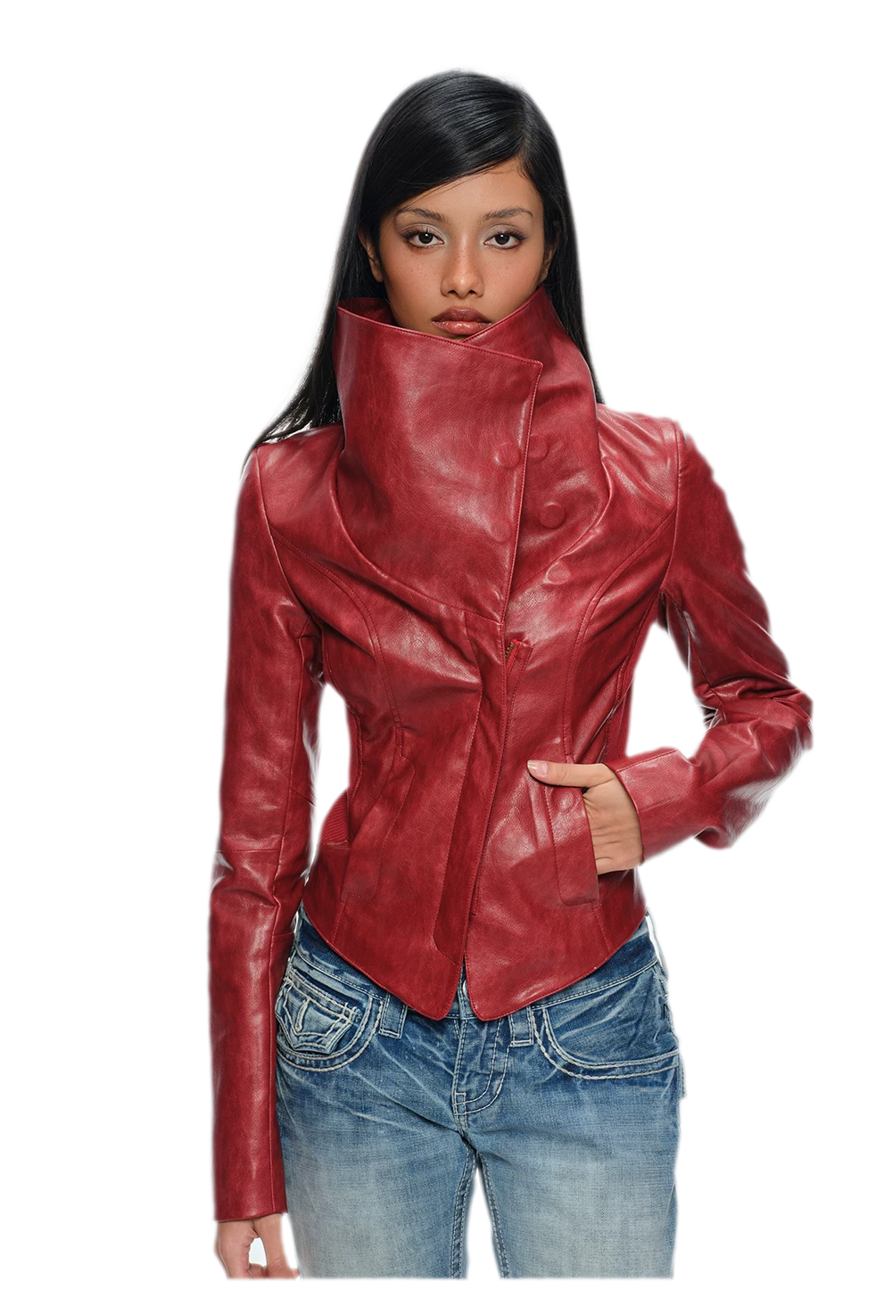 Magnetic Buckle Cropped Jacket