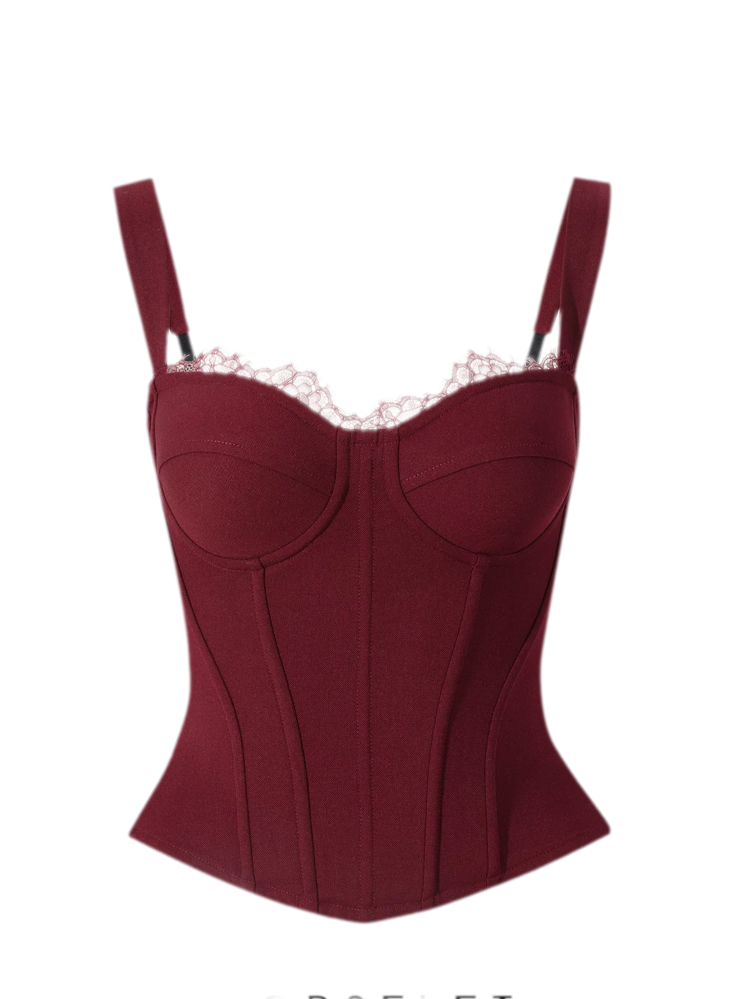 Burgundy Lace Boned Bustier