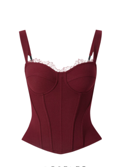 Burgundy Lace Boned Bustier