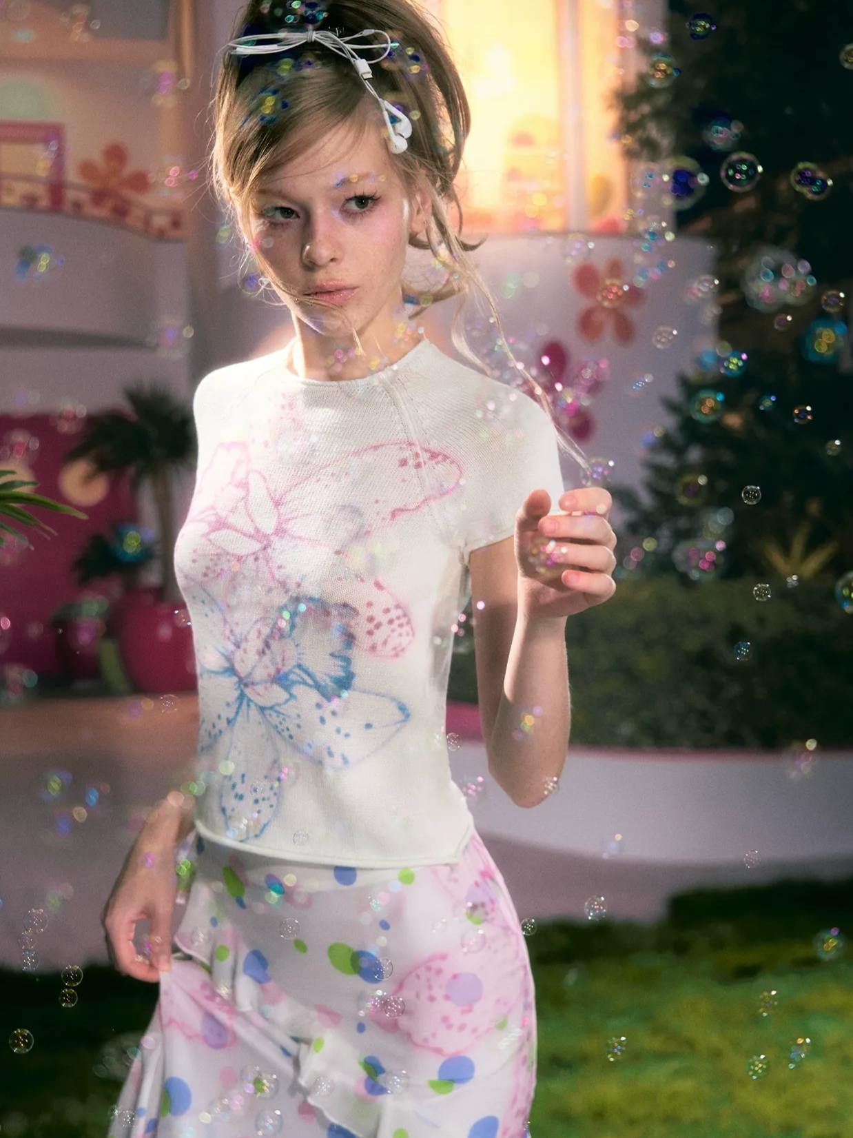Gradient Floral Knit Top