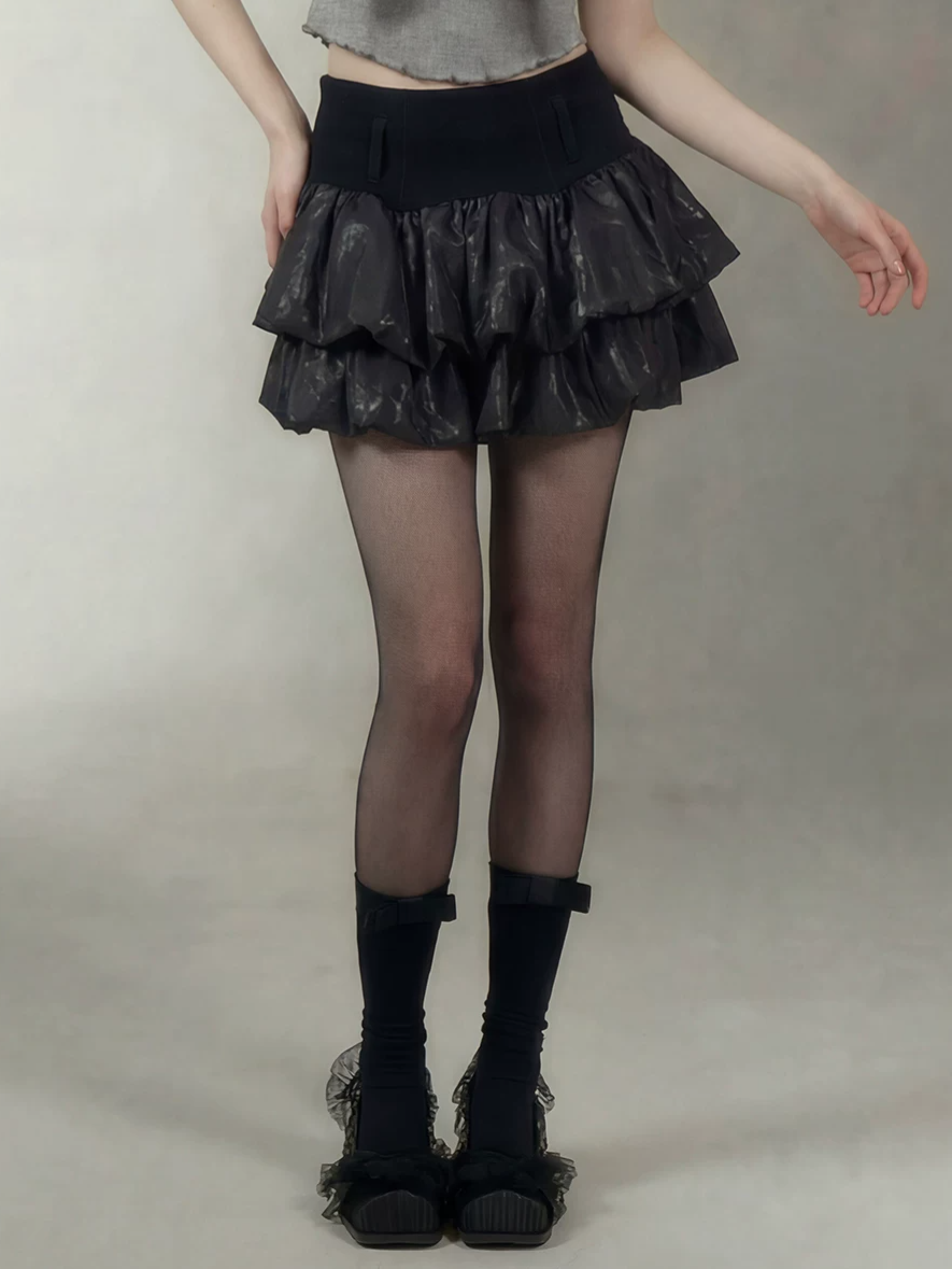 Layered Ruffle Gothic Mini Skirt