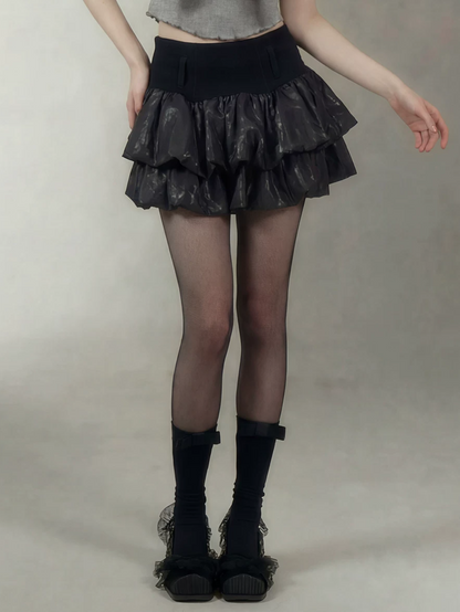 Layered Ruffle Gothic Mini Skirt
