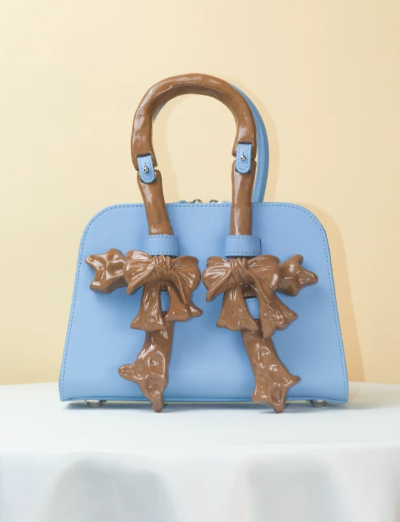 Ceramic Glossy Bow Structured Handbag