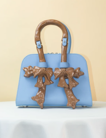 Ceramic Glossy Bow Structured Handbag