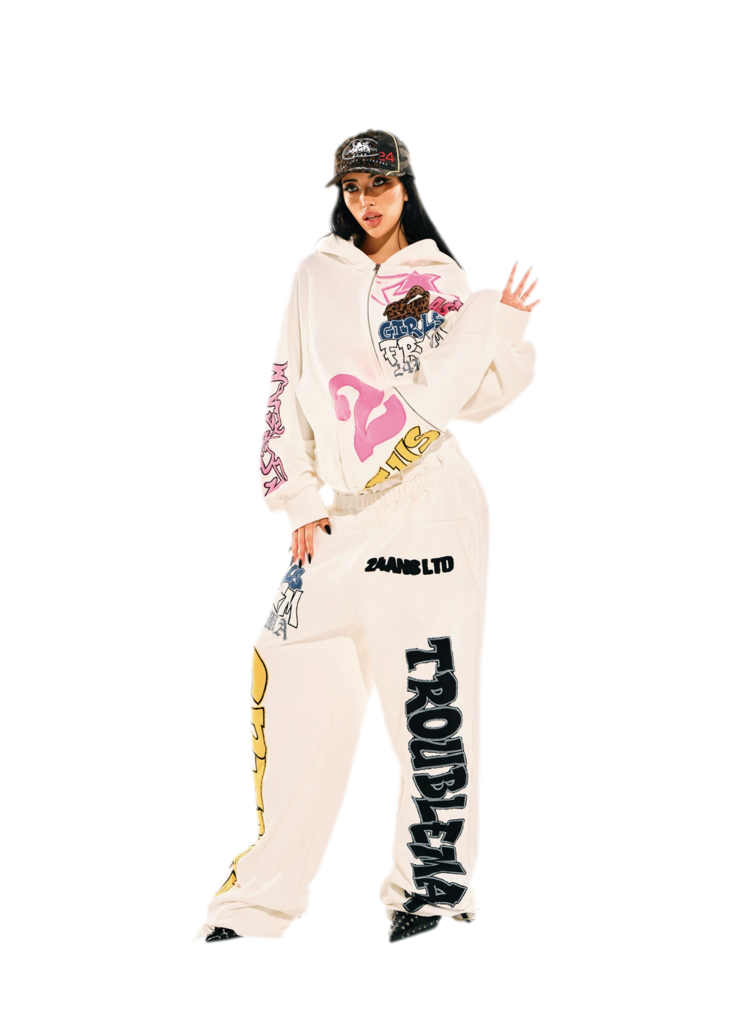 Appliqué Oversize Hoodie Pants Set