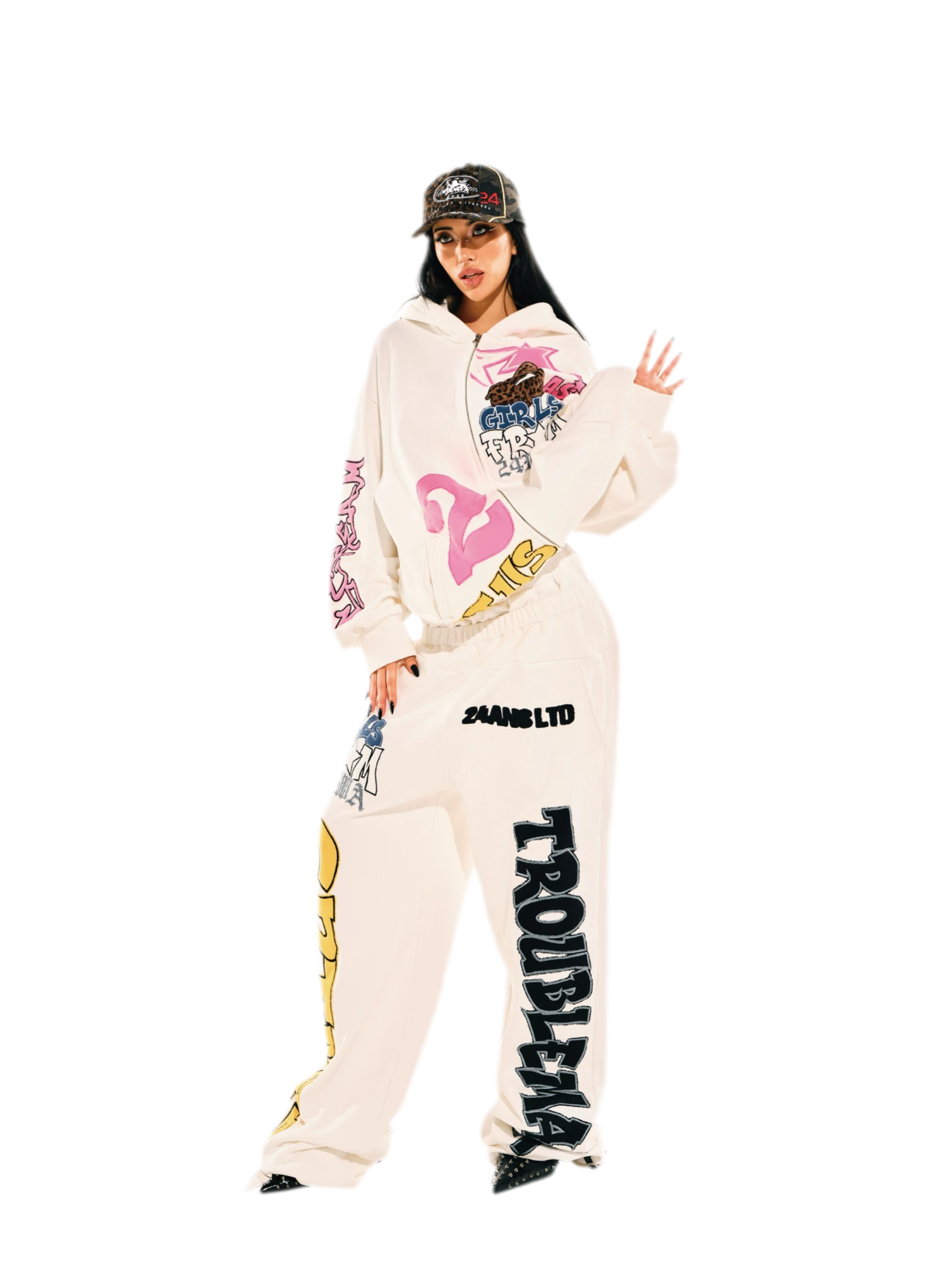Appliqué Oversize Hoodie Pants Set