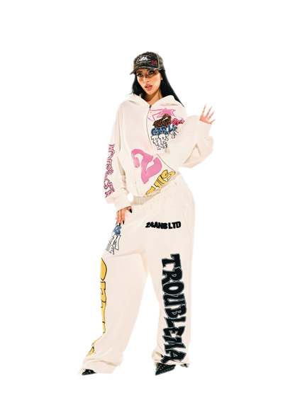 Appliqué Oversize Hoodie Pants Set