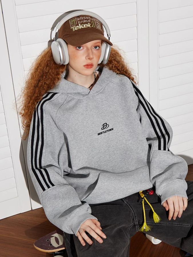 Striped Oversized Pullover Hoodie
