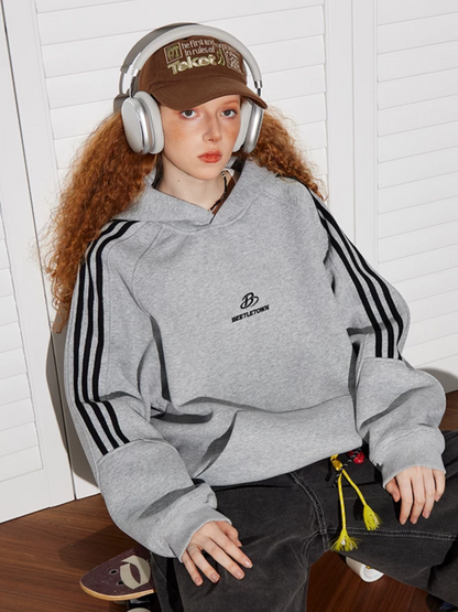 Striped Oversized Pullover Hoodie