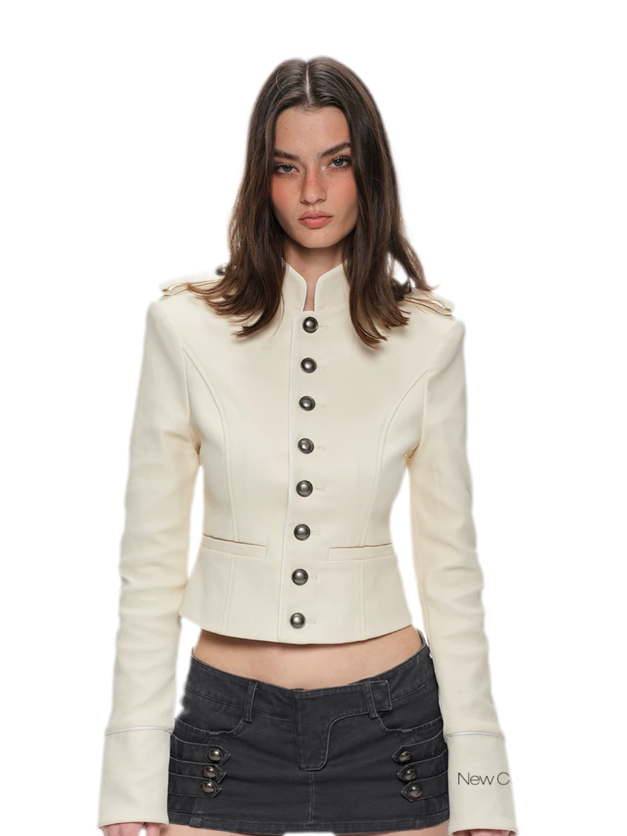 Coated Fitted Cropped Jacket
