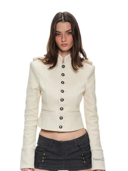 Coated Fitted Cropped Jacket