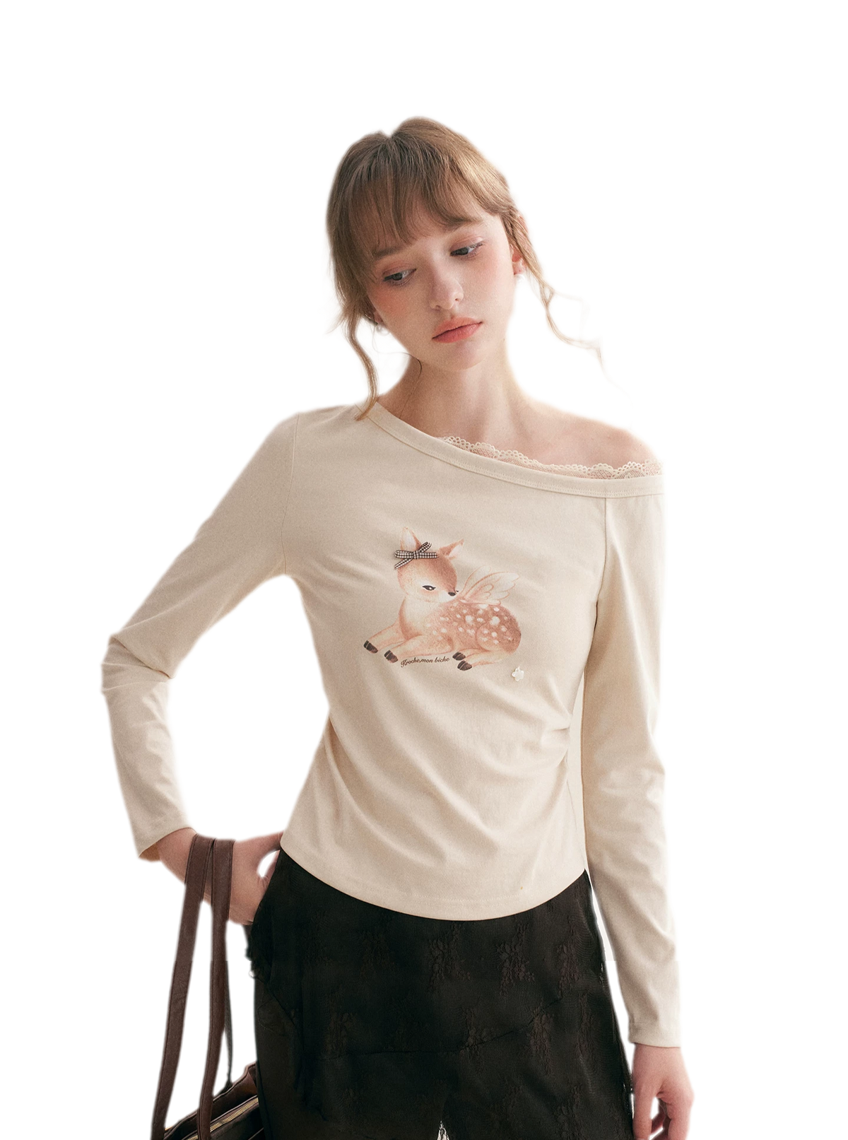 Hand-Drawn Lace-Trim T-Shirt