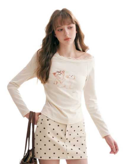 Hand-Painted Lace Trim T-Shirt