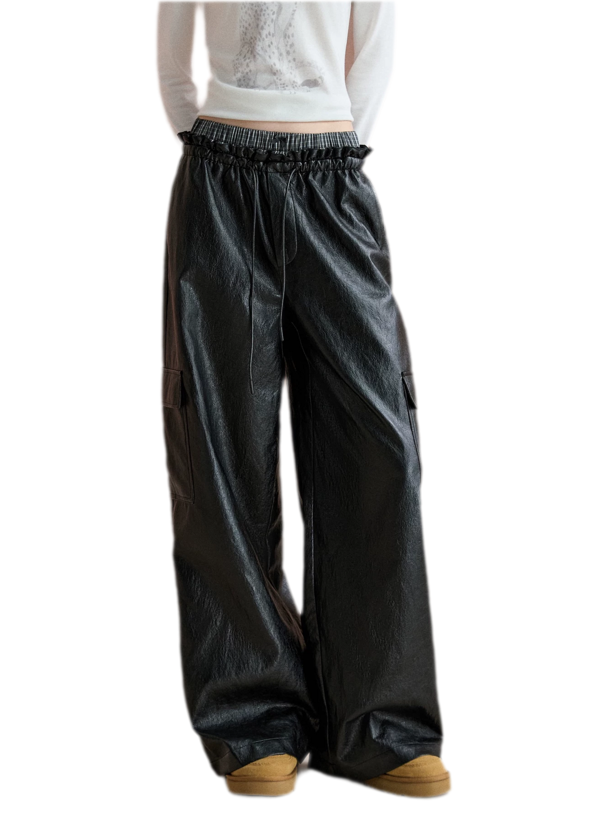 Matte Wide-Leg Cargo Pants