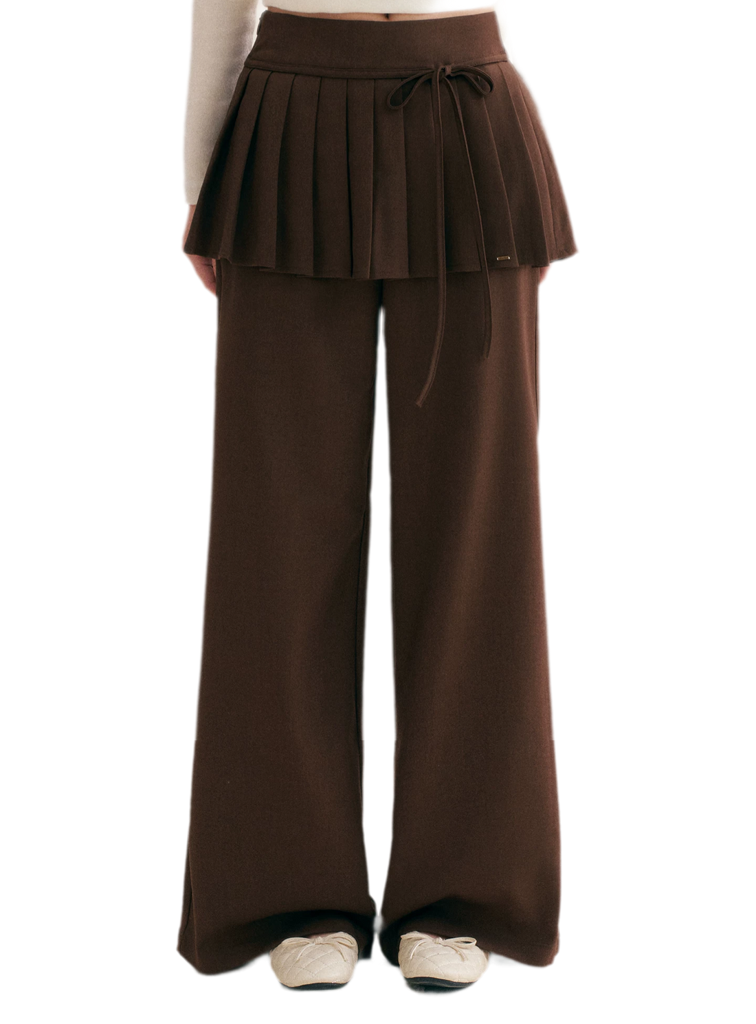 Plissierte drapierte Hose mit weitem Bein